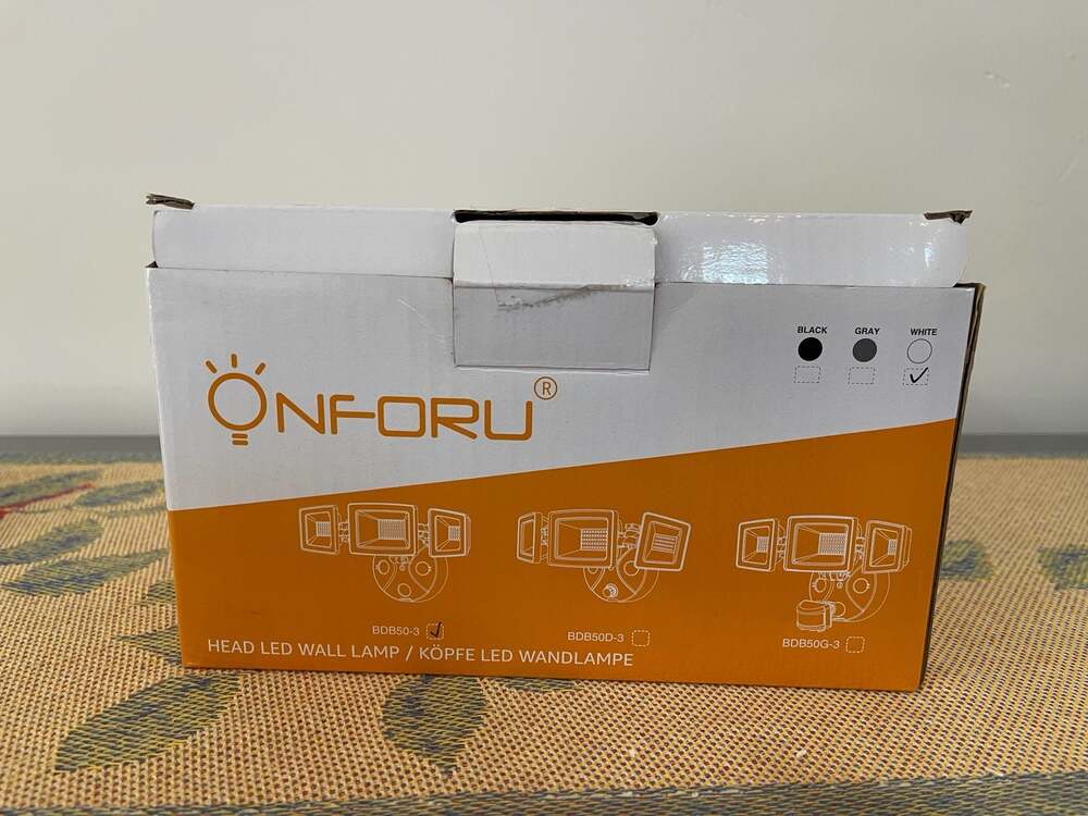 Onforu White 50W 3-Head LED security Light, 5000LM Outdoor Light, IP65 Waterproo